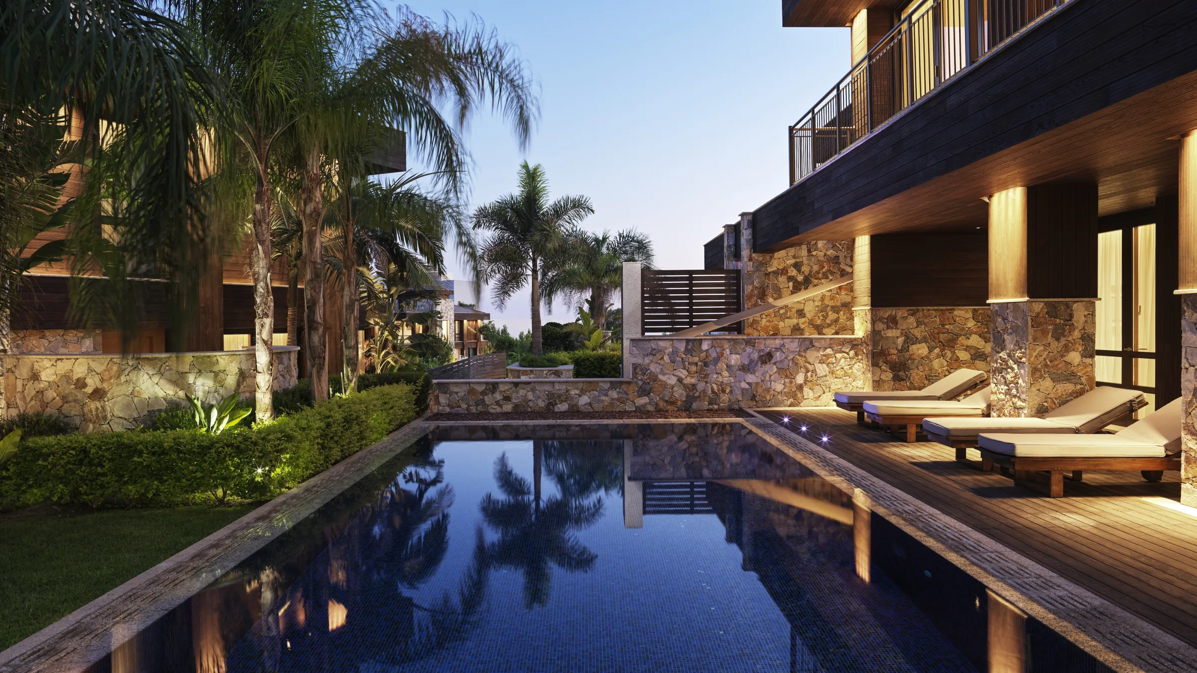 Parklane Limassol Accommodation Park Villa 2 bed Swimming Pool Night LR